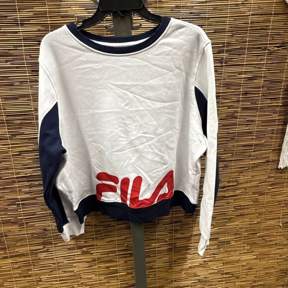 Fila Plus Size Calm Graphic Colorblocked Sweatshirt Fila Navy Fila Red 2X - Picture 2 of 3